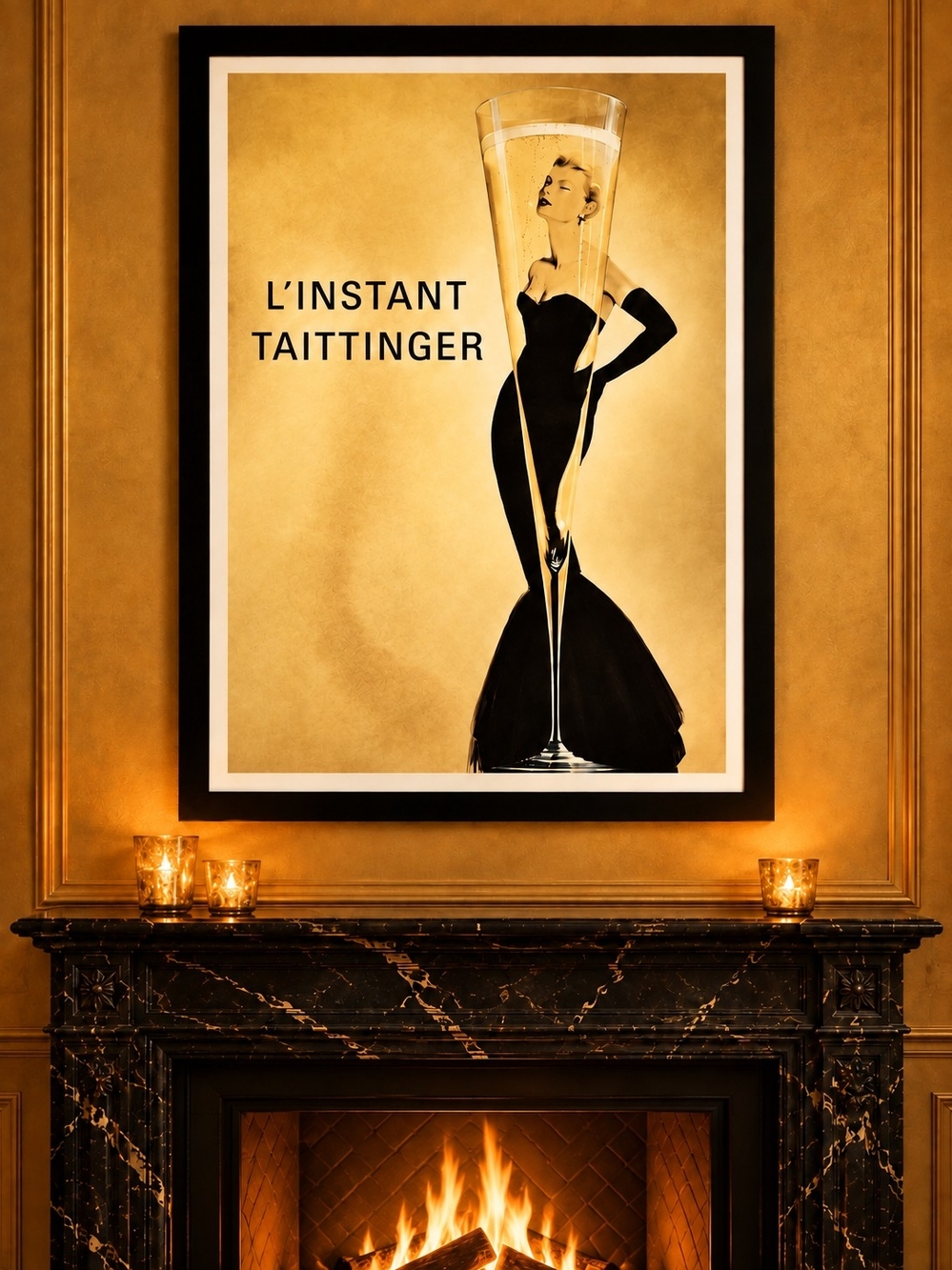 Vintage 90s Large Tattinger Framed Print